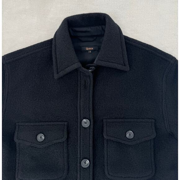 Quince Womens 100% Wool Black Shirt Jacket Shacket Small NWOT - Picture 6 of 11